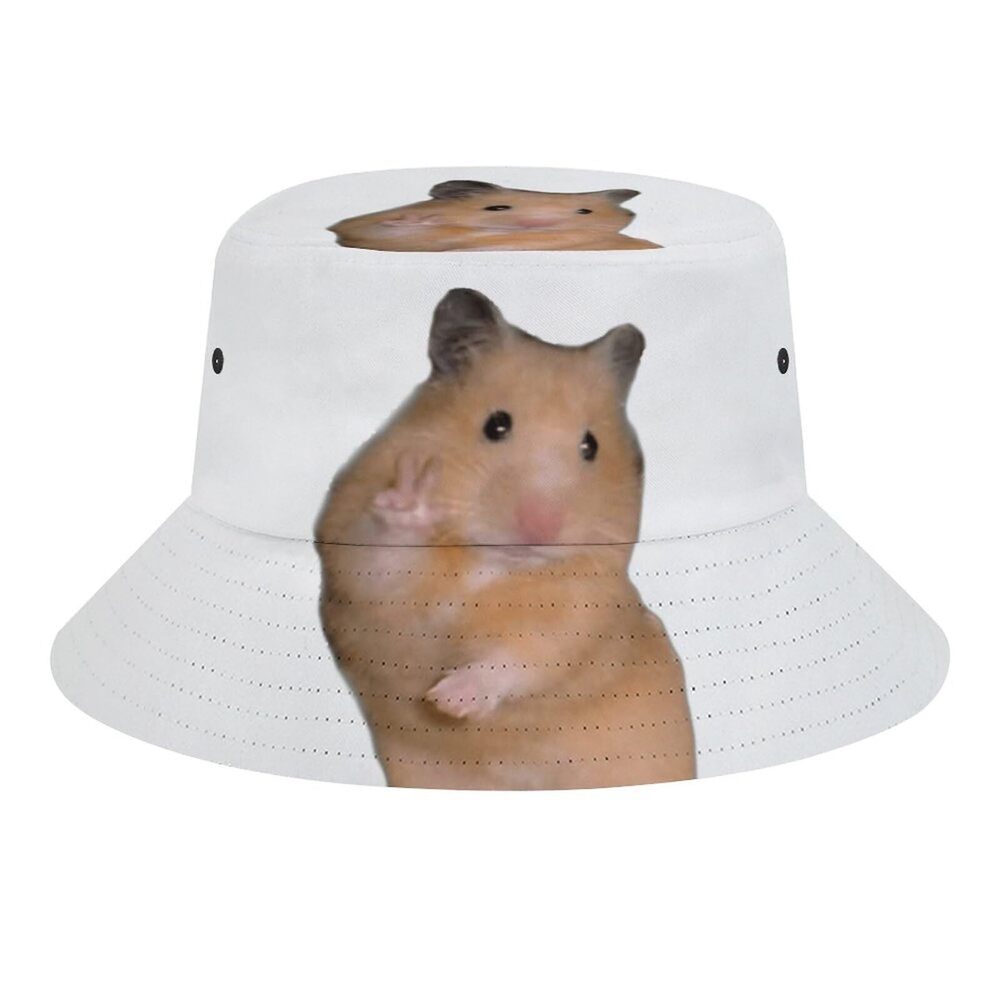 1802 Peace Hamster Meme Bucket Hat Packable Fisherman Hat Sun Cap Outdoor